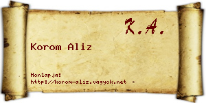 Korom Aliz névjegykártya